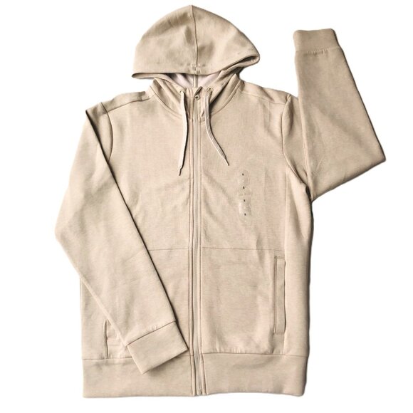 Gap Fit Hoodie Sweatshirt Full Zip Jacket Cotton blend Size S Beige Breathable - Picture 1 of 11